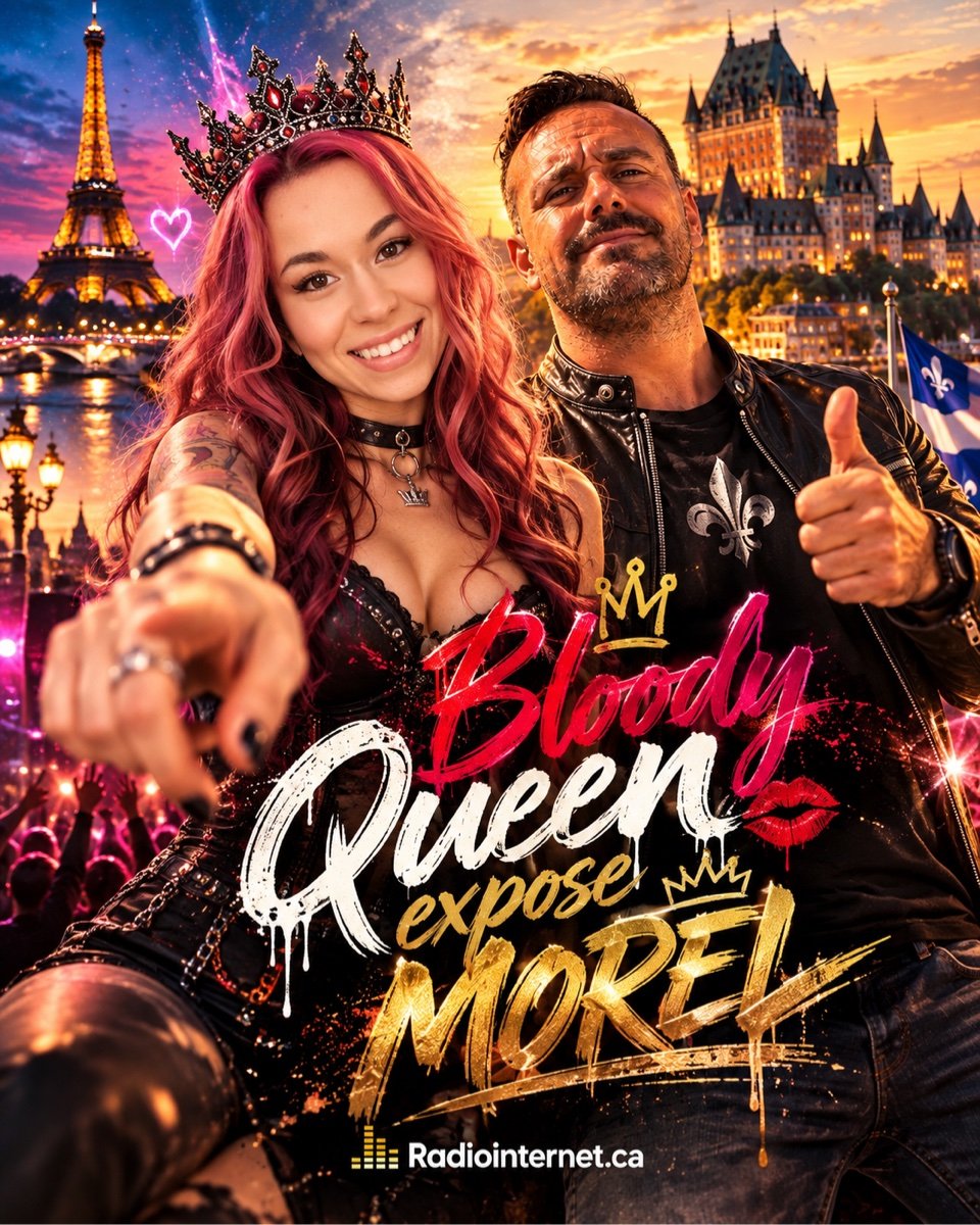 Cover “Bloody Queen expose Morel” — Lawrence Morel and the crowned Bloody Queen, between Paris and Québec