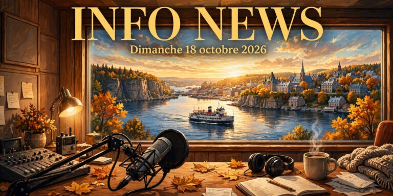 Info News — dimanche 18 octobre 2026 : Québec change de gouvernement mercredi, pis l’Alberta vote demain