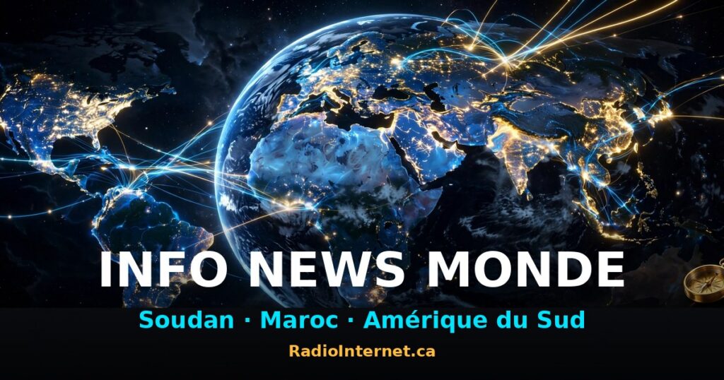 Un globe terrestre illuminé vu de l'espace, avec des arcs de lumière reliant les continents — Info News Monde, RadioInternet.ca