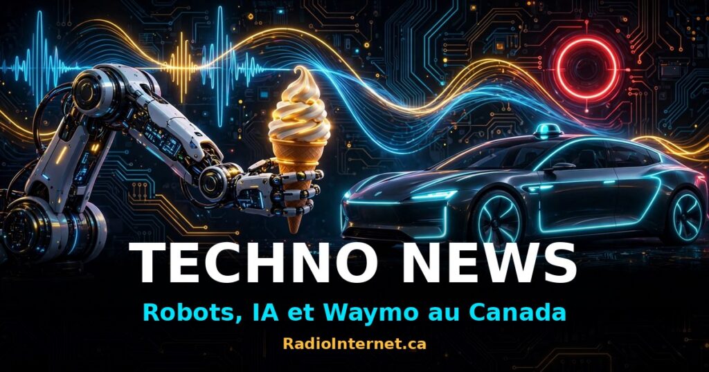 Un bras de robot sert un cornet de crème glacée à côté d'une voiture autonome — Techno News, RadioInternet.ca